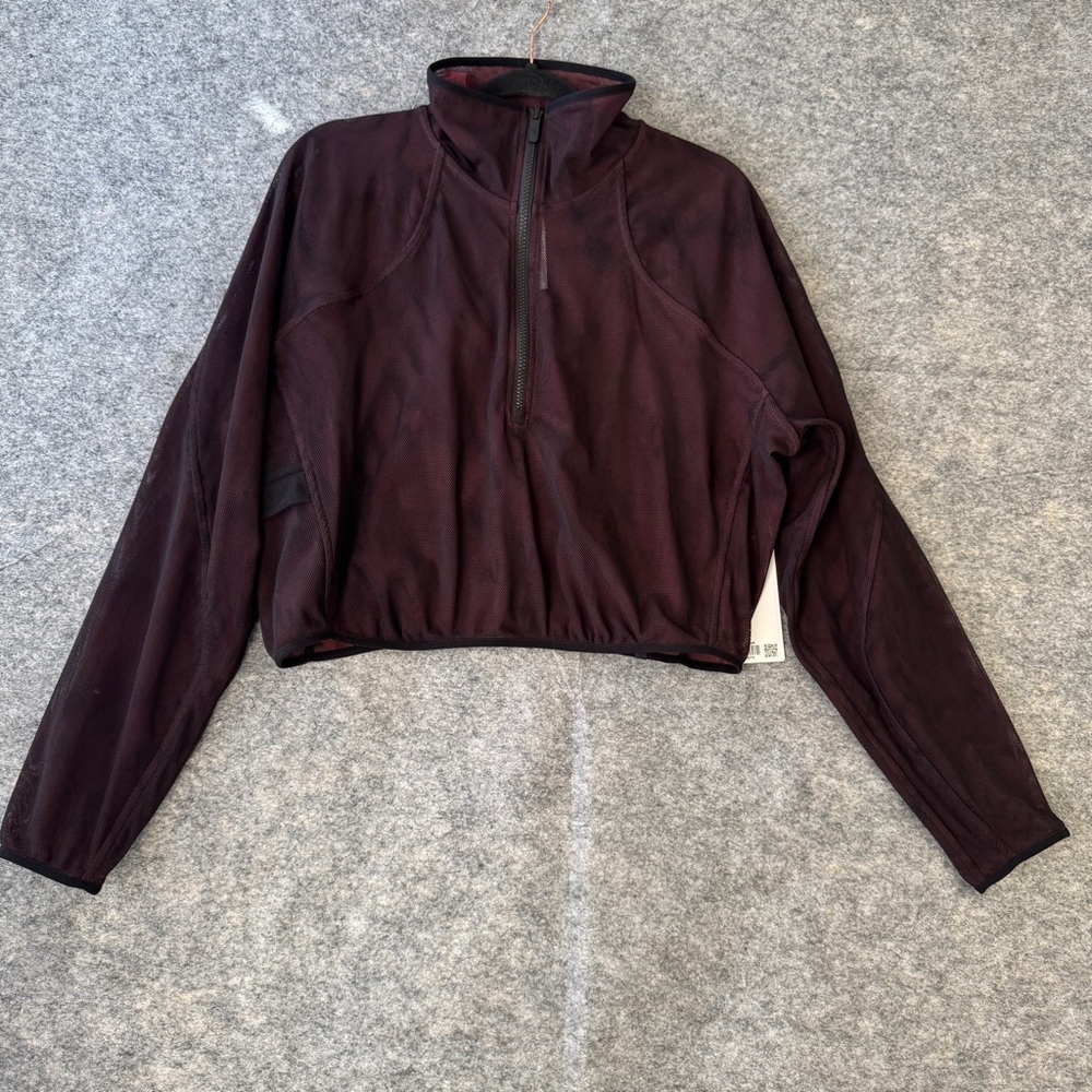 Lululemon Black Red Women's Reversible 1/2 Zip Up Mesh-on-mesh Jacket Size 12 - Picture 3 of 10